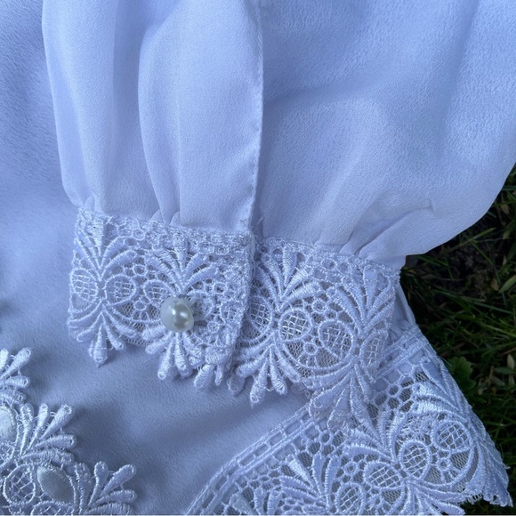 Vintage Brownstone Studio boho victorian lace pearl button blouse top Size 14 - Picture 5 of 14